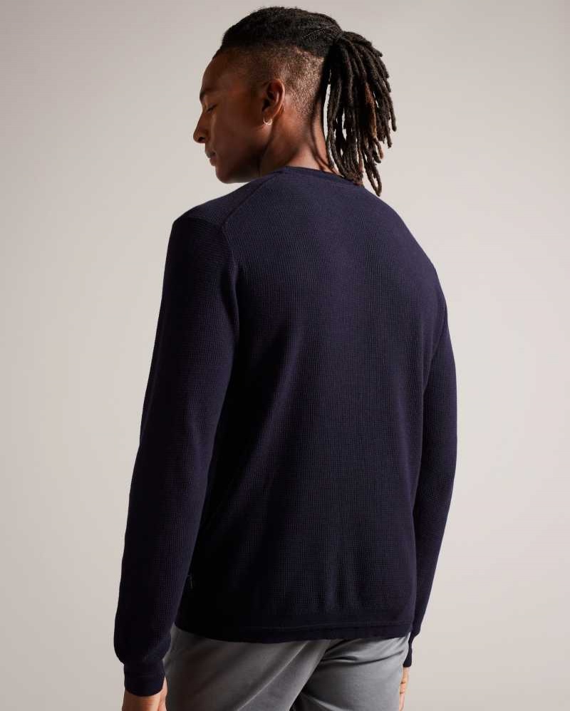 Navy Ted Baker Staylay Textured crew neck jumper | US0000360