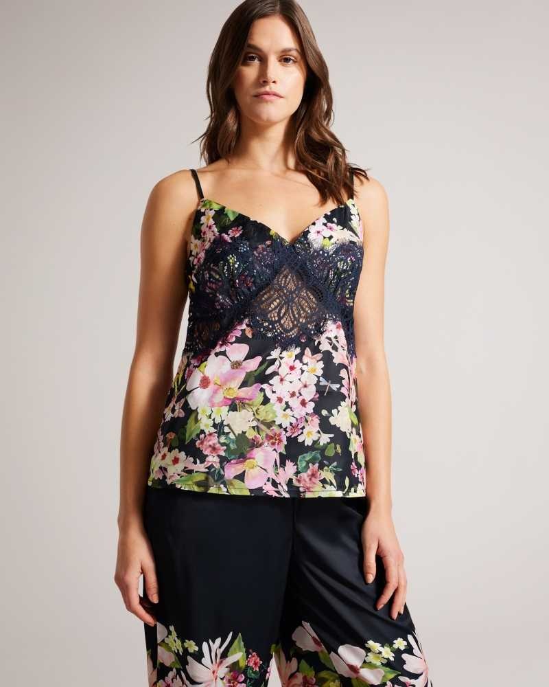 Navy Ted Baker Tashhha Floral Cami Pyjama Set | US0000446