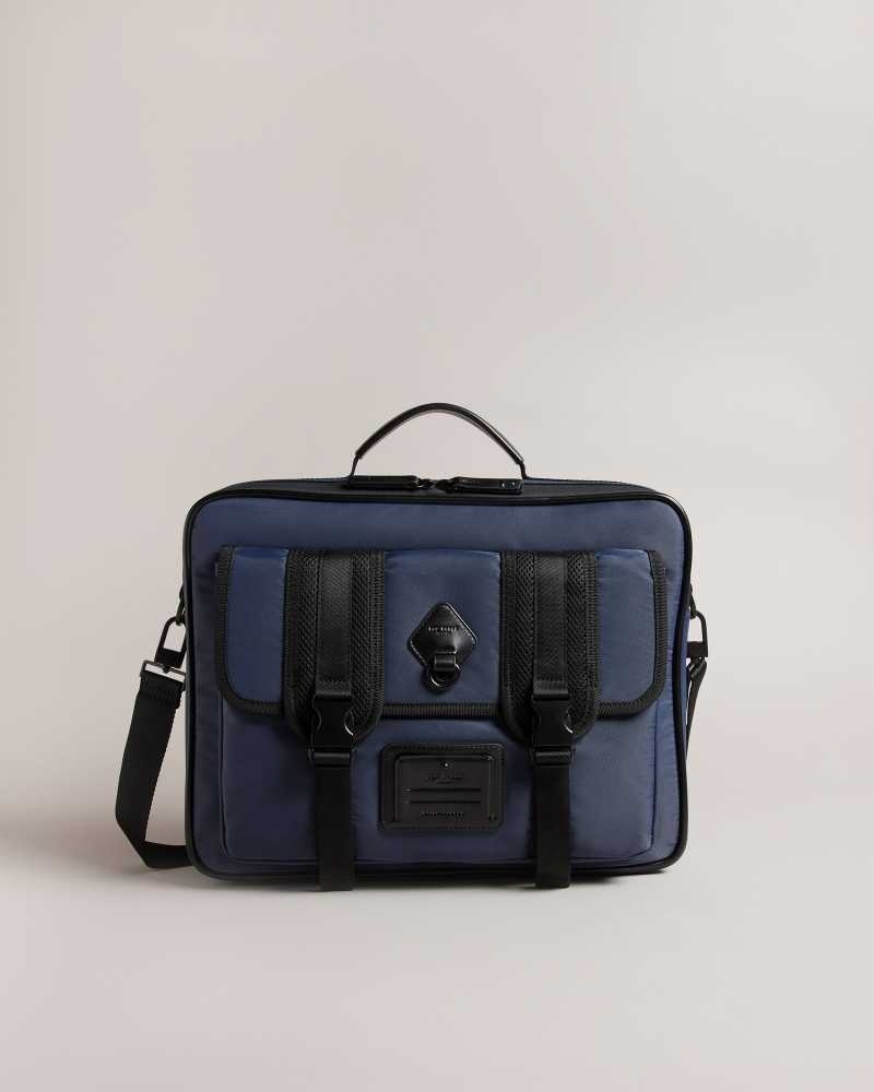 Navy Ted Baker Travyl Nylon Document Bag | US0001380