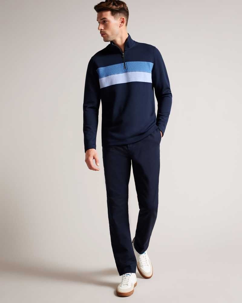 Navy Ted Baker Veller Long Sleeve Half Zip Jumper | US0000339