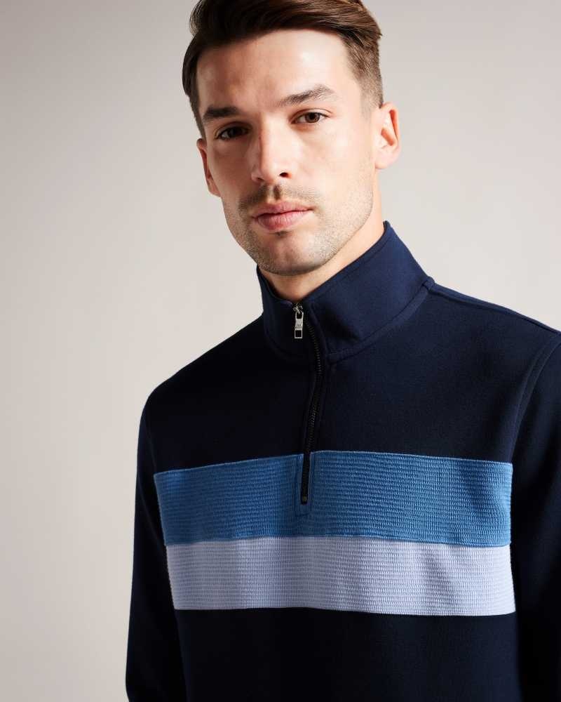 Navy Ted Baker Veller Long Sleeve Half Zip Jumper | US0000339