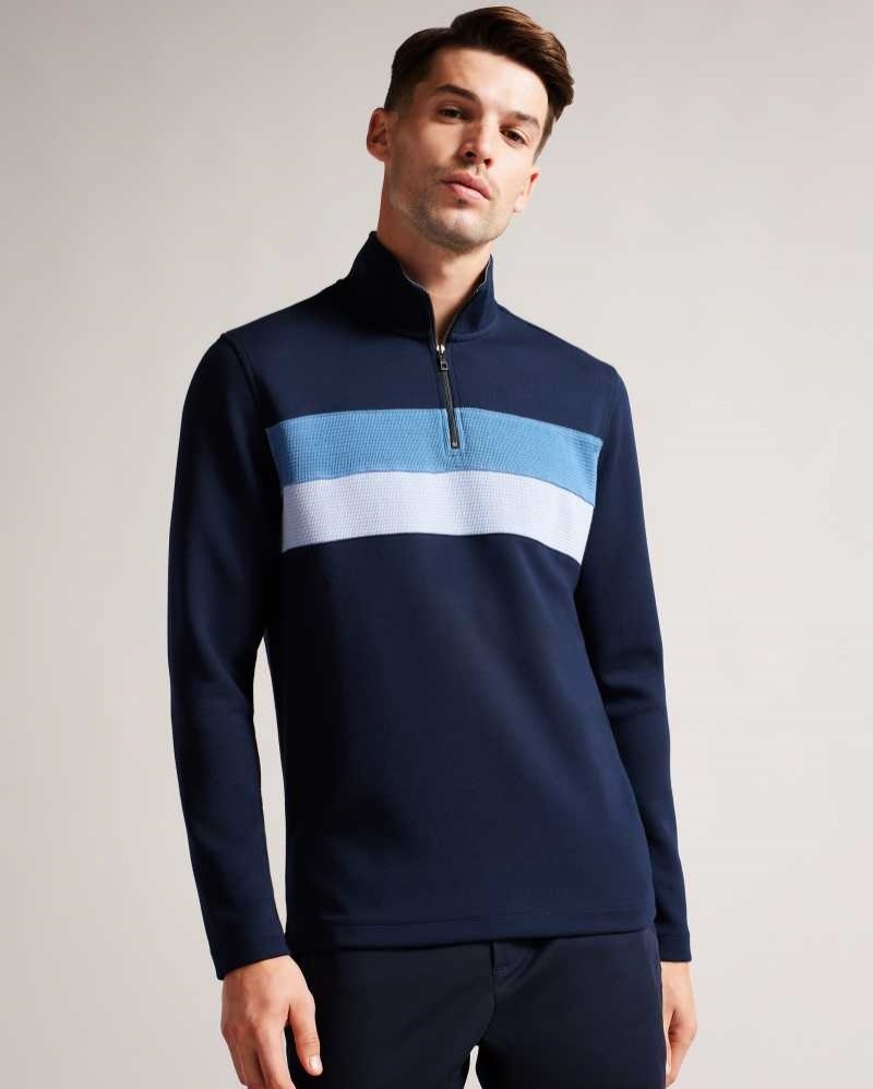 Navy Ted Baker Veller Long Sleeve Half Zip Jumper | US0000339