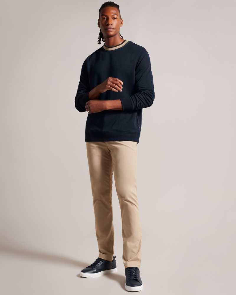 Navy Ted Baker Zylem Long Sleeve Soft Touch Sweatshirt | US0000799