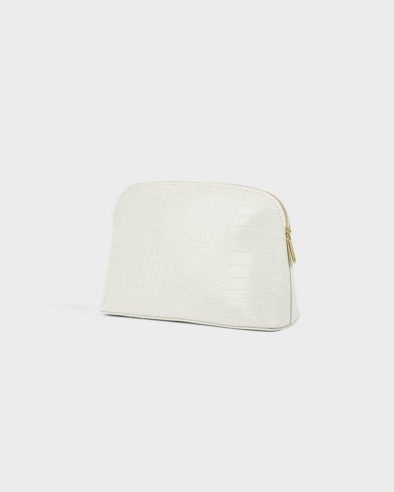 Nude Ted Baker Crocala Croc Detail Debossed Makeup Bag | US0001389