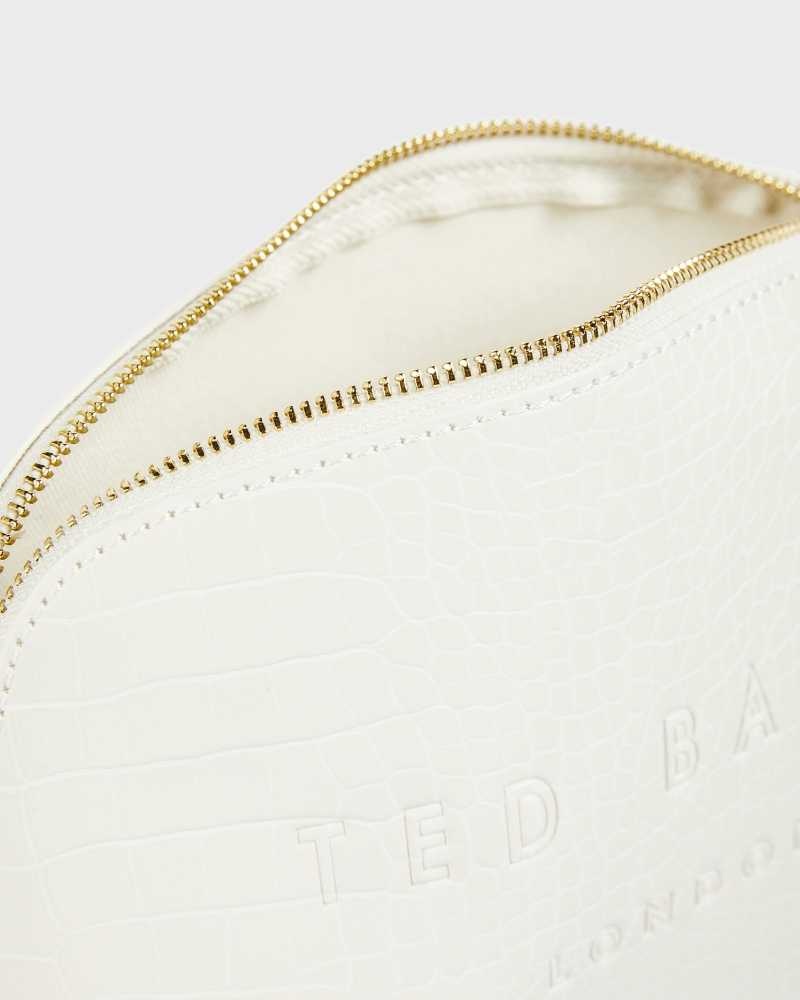 Nude Ted Baker Crocala Croc Detail Debossed Makeup Bag | US0001389