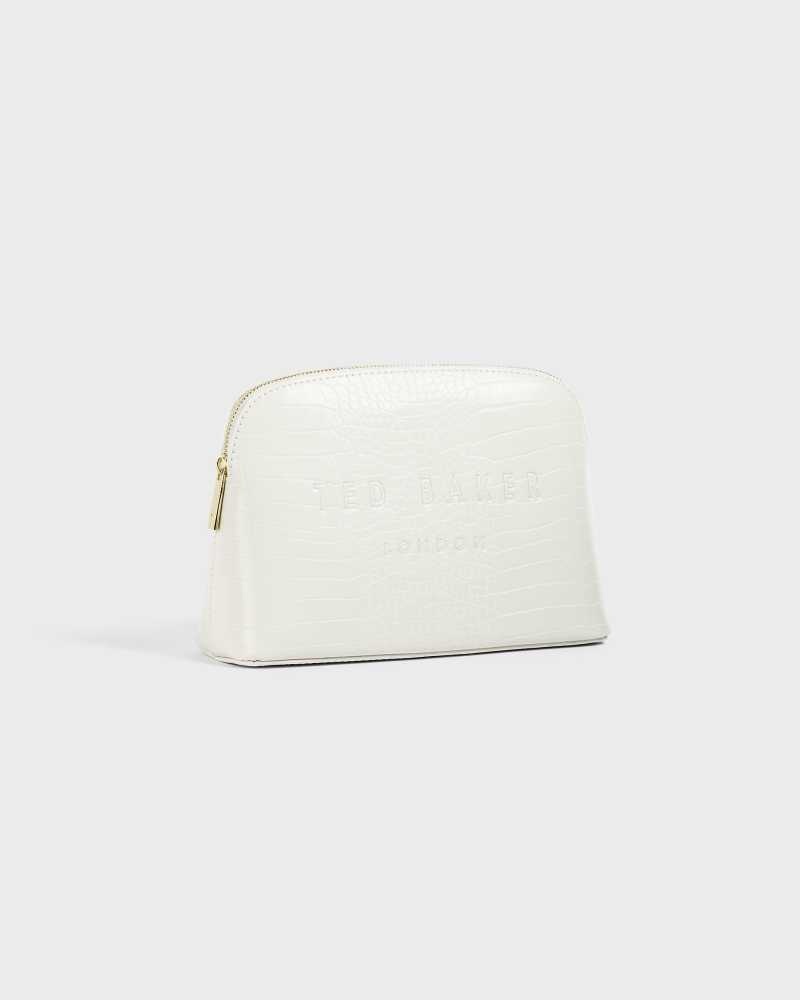 Nude Ted Baker Crocala Croc Detail Debossed Makeup Bag | US0001389