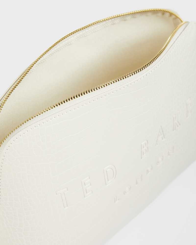 Nude Ted Baker Crocana Croc Detail Debossed Washbag | US0001579