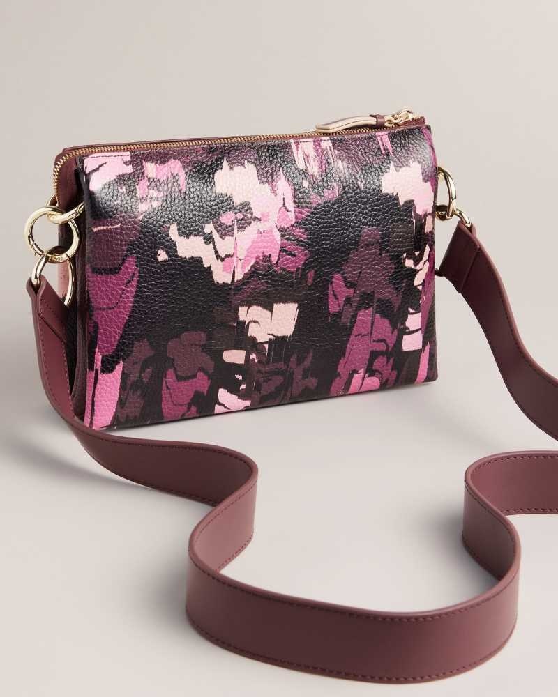 Oxblood Ted Baker Beutily Camo Print Webbing Crossbody Bag | US0001324