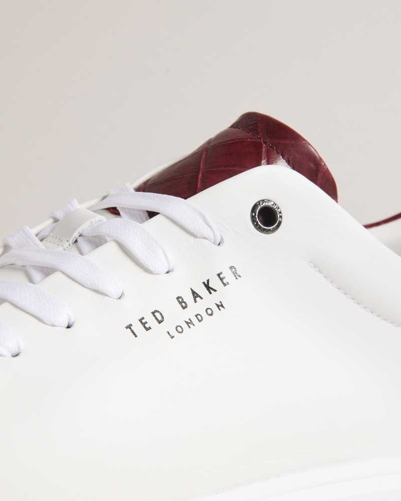 Oxblood Ted Baker Breyonc Contrast Croc Texture Inflated Sole Sneakers | US0002184