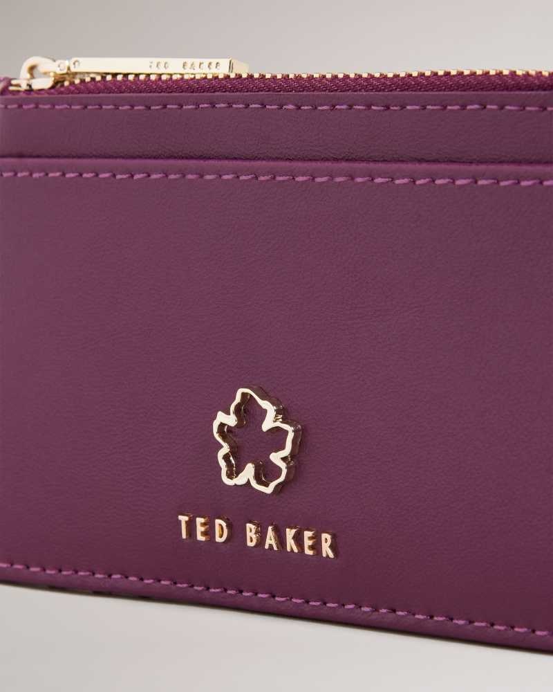 Oxblood Ted Baker Jorjio Flower Eyelet Zip Card Holder Cardholders | US0001430