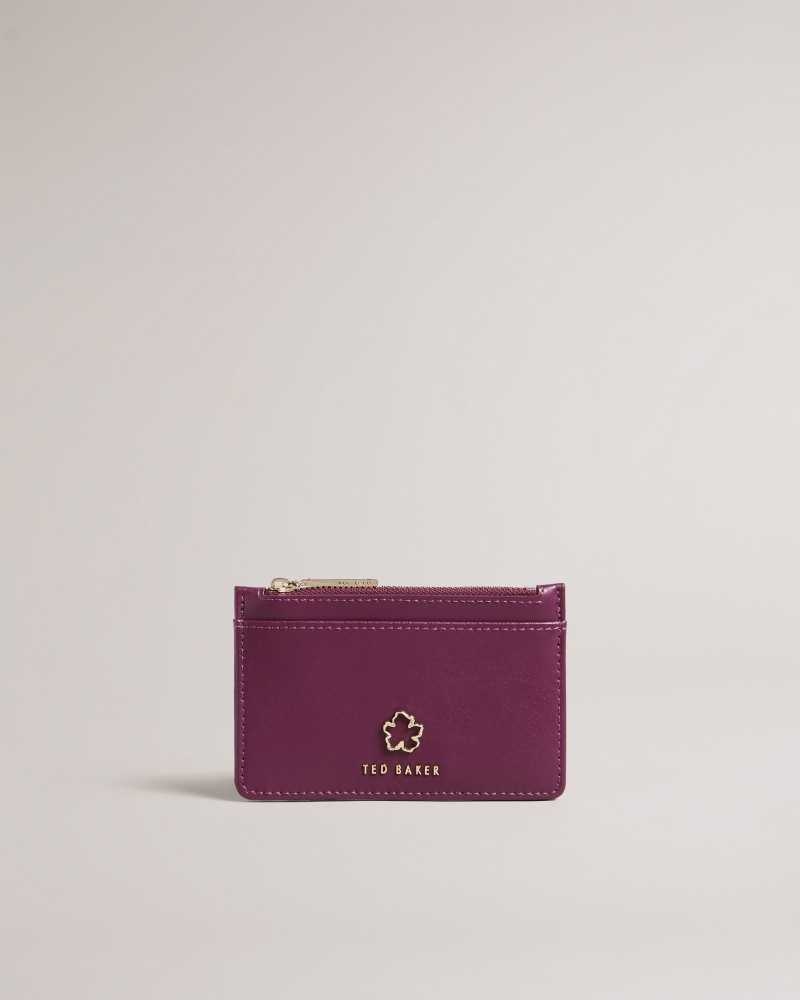 Oxblood Ted Baker Jorjio Flower Eyelet Zip Card Holder Cardholders | US0001430