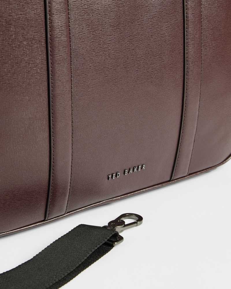 Oxblood Ted Baker Strath Saffiano Leather Document Bag | US0001383