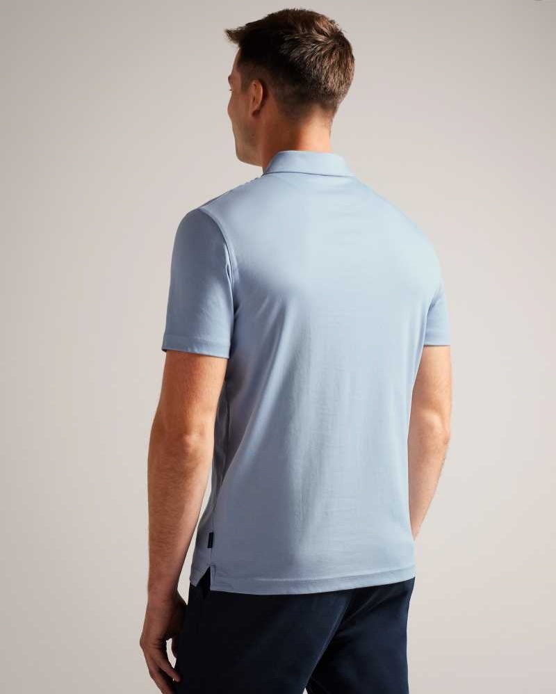 Pale Blue Ted Baker Zeiter Short Sleeve Slim Fit Polo Shirt | US0000562