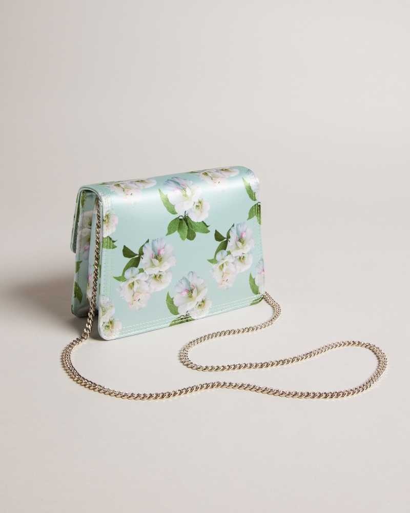 Pale Green Ted Baker Jenil Floral Satin Crossbody Bag | US0001305