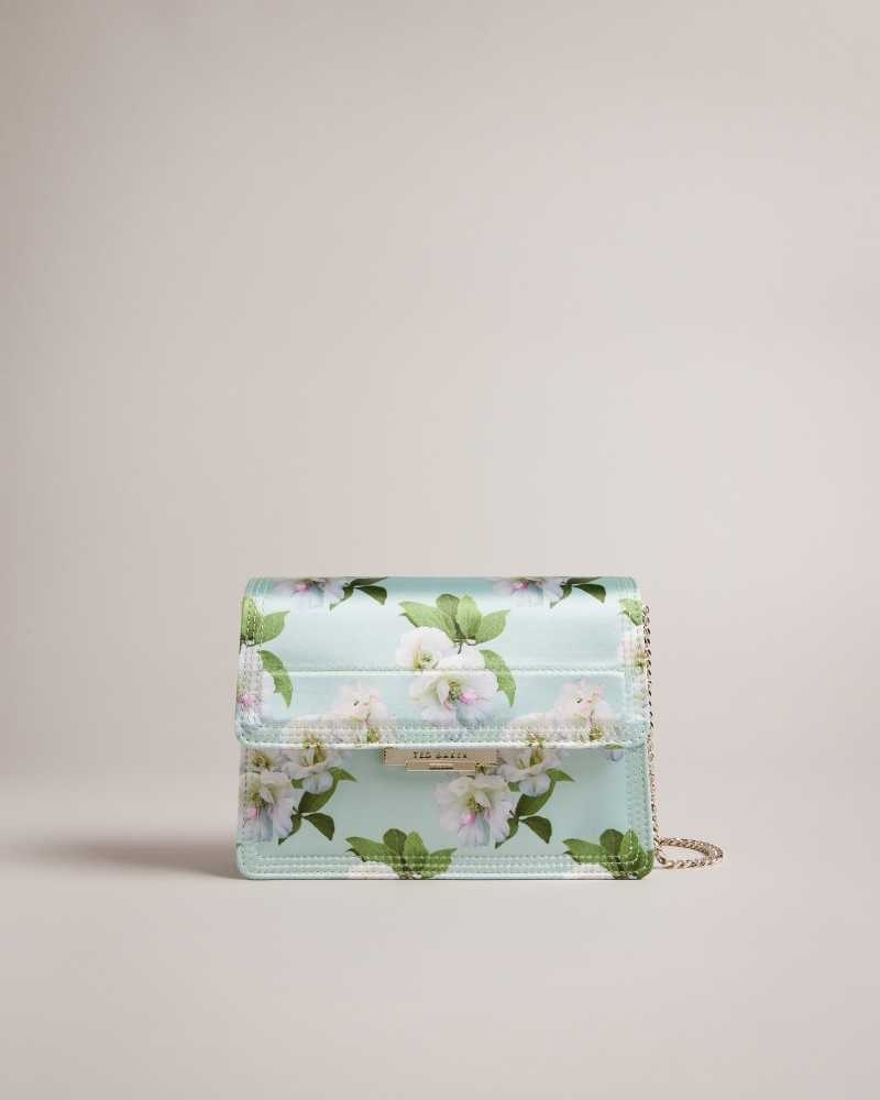 Pale Green Ted Baker Jenil Floral Satin Crossbody Bag | US0001305