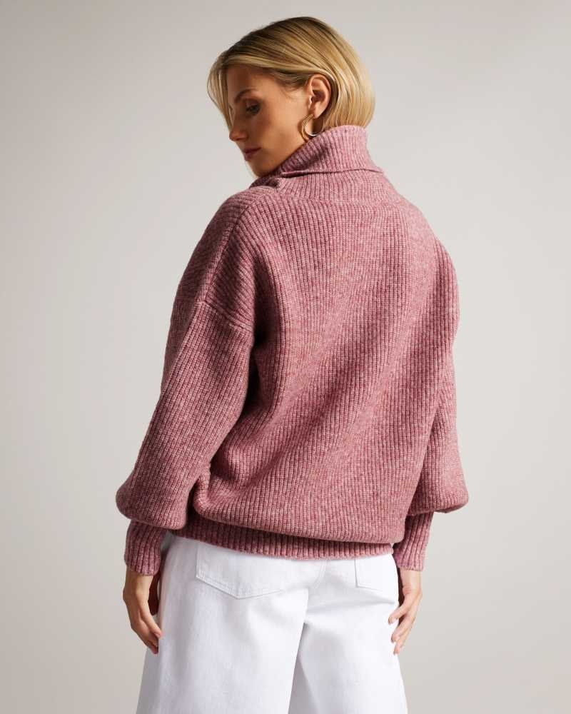 Pale Pink Ted Baker Cchloe High Neck Sweater | US0000359