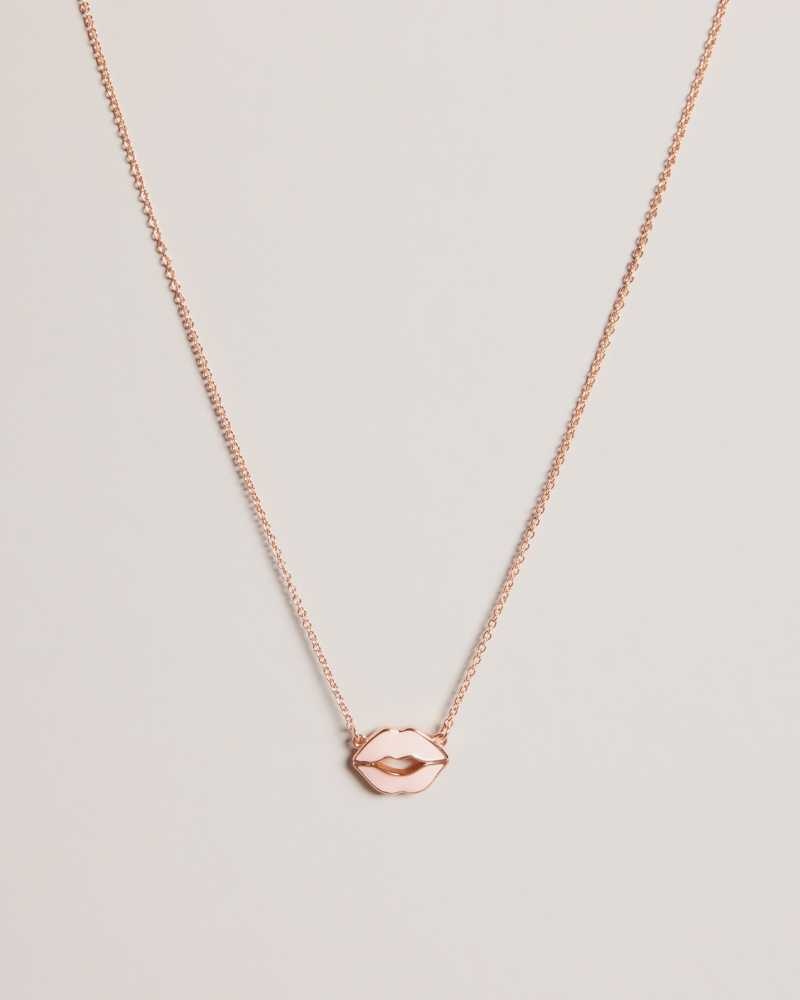 Pale Pink Ted Baker Emani Kiss Kiss Enamel Necklace Necklace | US0001846