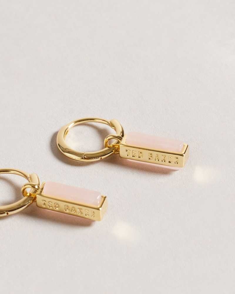 Pale Pink Ted Baker Gwennie Gem Bar Huggie Earrings Earrings | US0001787