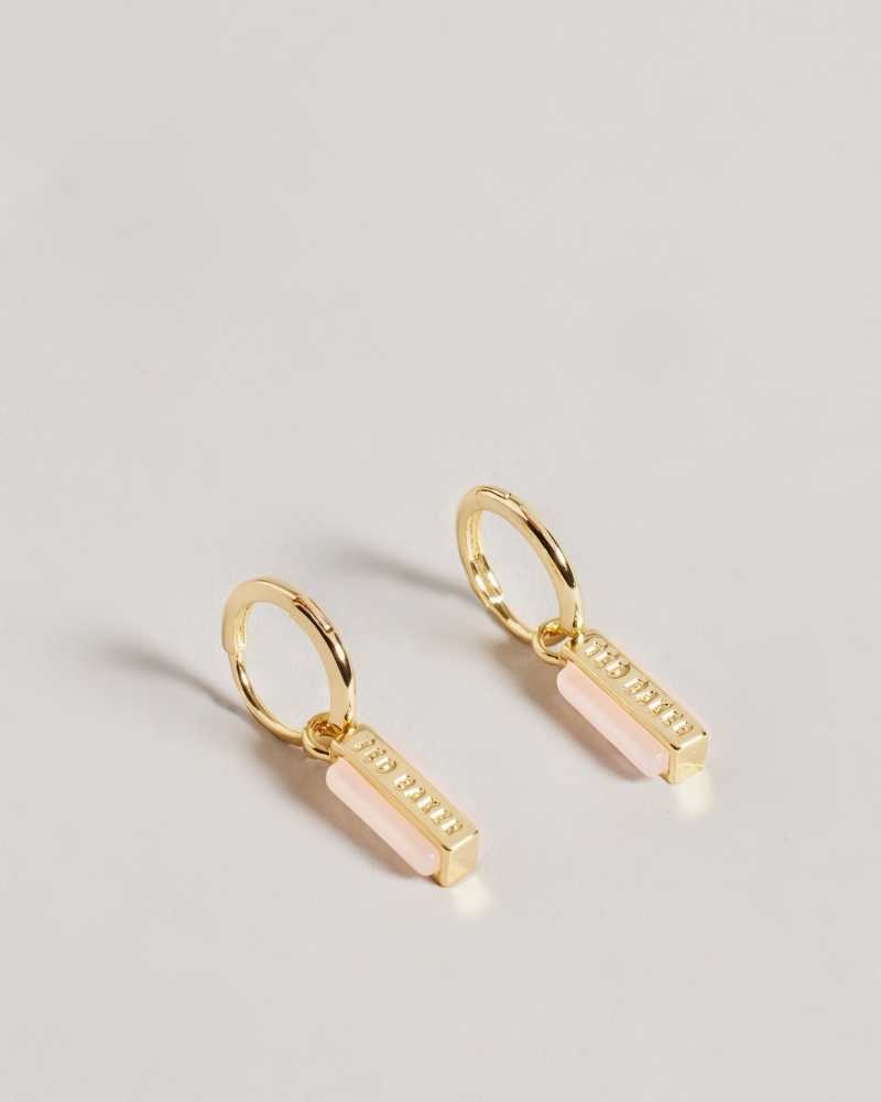 Pale Pink Ted Baker Gwennie Gem Bar Huggie Earrings Earrings | US0001787