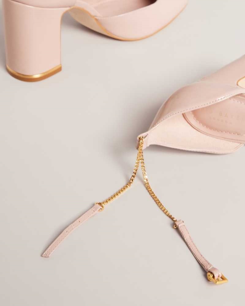 Pale Pink Ted Baker Keliy Strappy Chain Patent Heels | US0002102