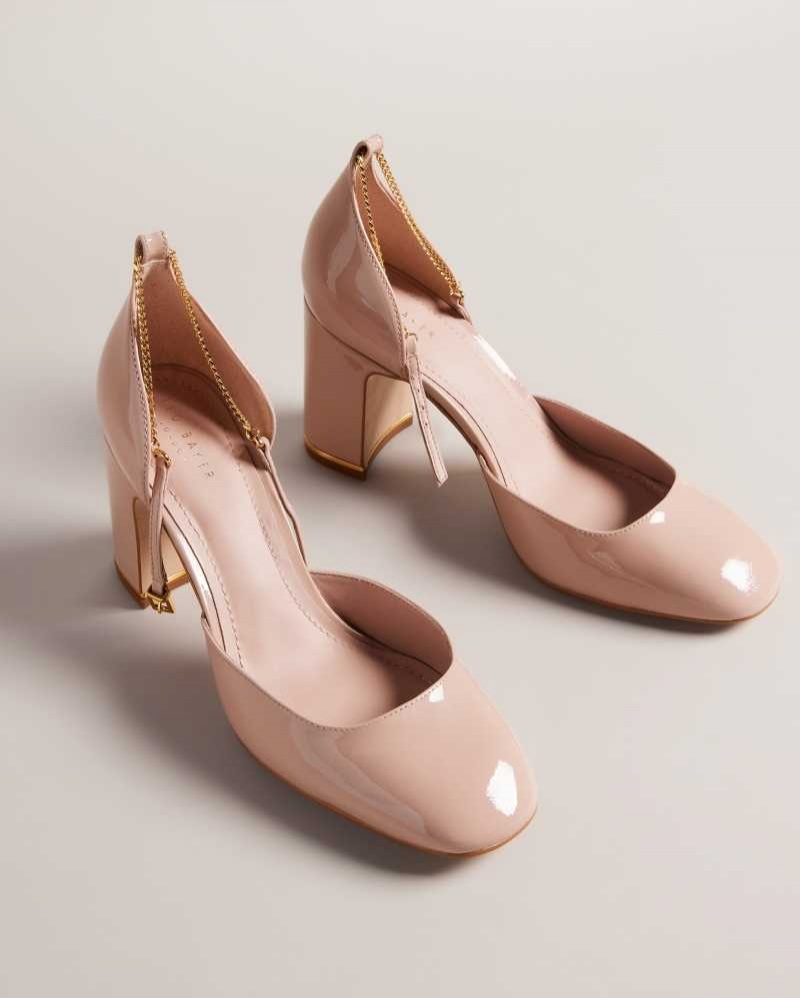 Pale Pink Ted Baker Keliy Strappy Chain Patent Heels | US0002102