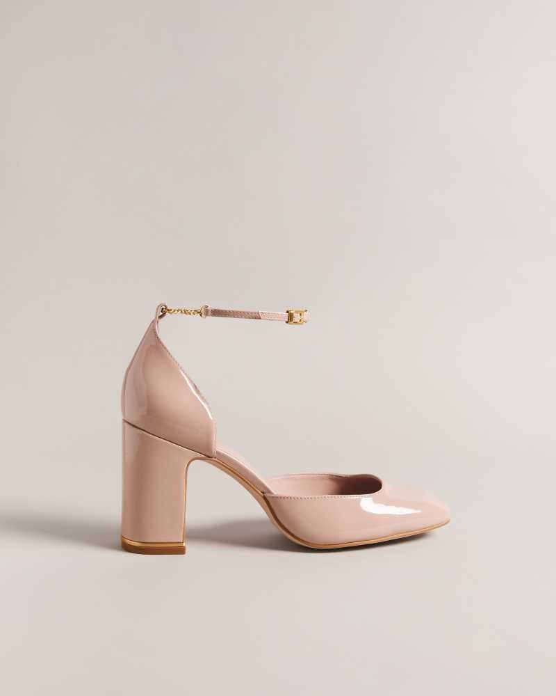 Pale Pink Ted Baker Keliy Strappy Chain Patent Heels | US0002102