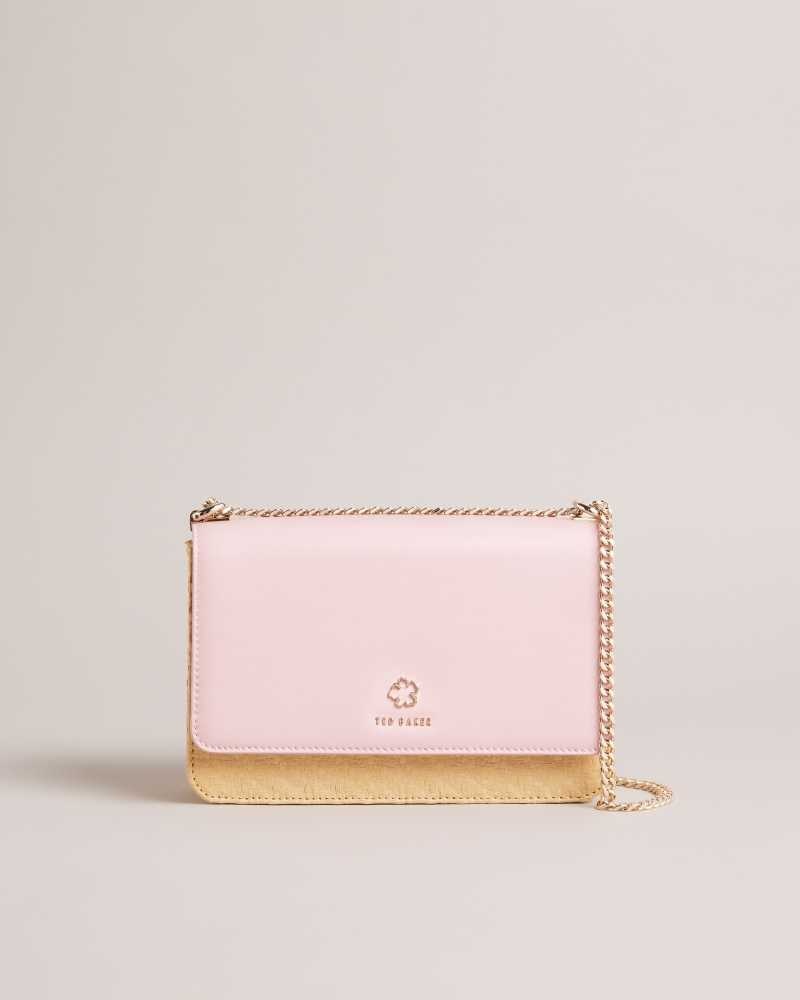 Pale Pink Ted Baker Magdie Magnolia Eyelet Woven Crossbody Bag | US0001297