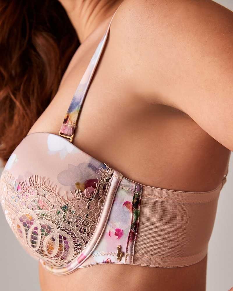 Pale Pink Ted Baker Meiwei Watercolour Floral Balcony Bra | US0000466