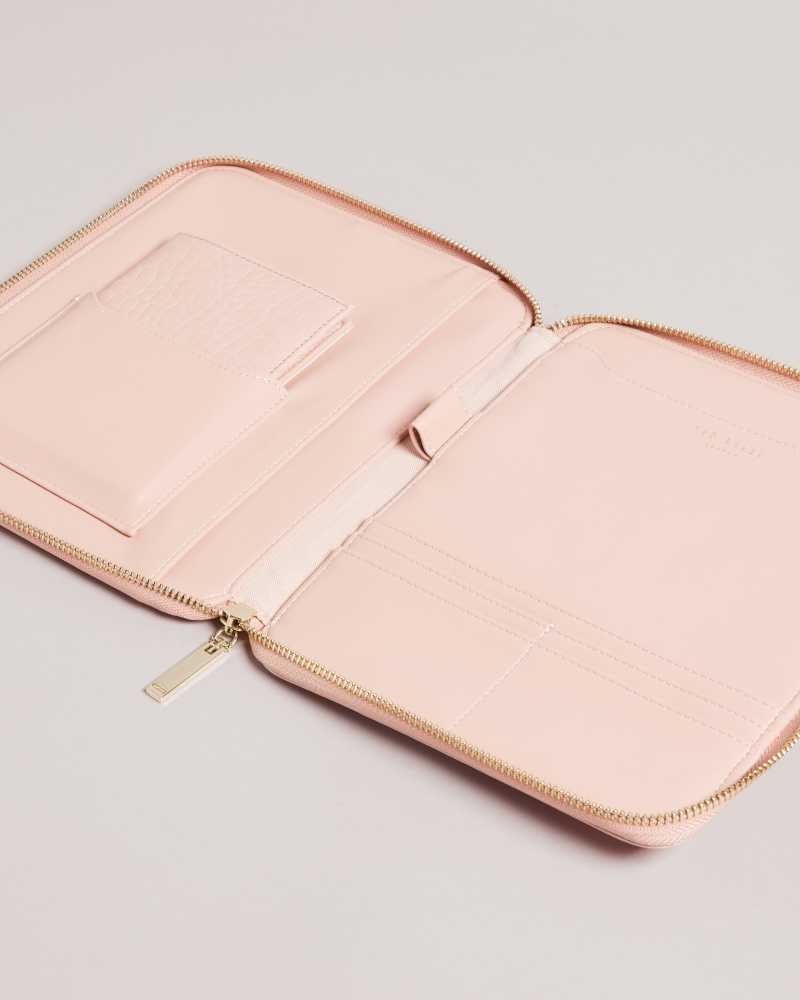 Pale Pink Ted Baker Meyti Imitation Croc A5 Travel Wallet Purses | US0001464