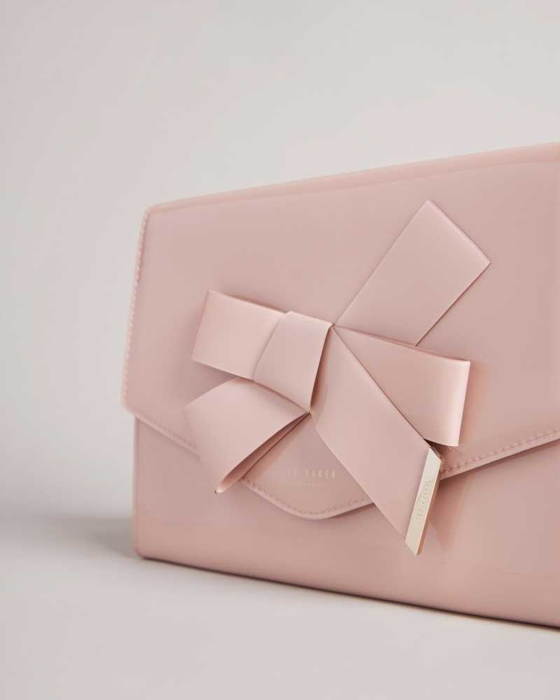 Pale Pink Ted Baker Nikkey Knot Bow Envelope Pouch | US0001256