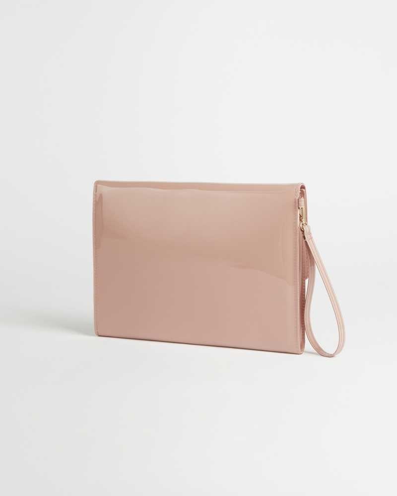 Pale Pink Ted Baker Nikkey Knot Bow Envelope Pouch | US0001256