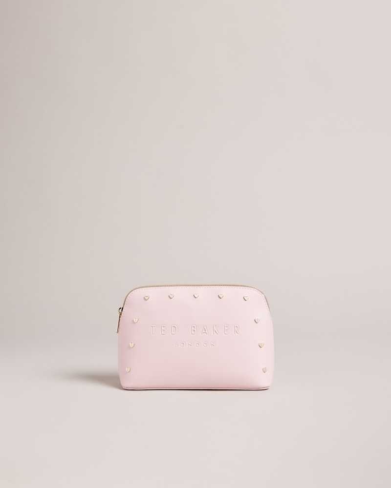 Pale Pink Ted Baker Studel Studded Heart Makeup Bag | US0001387