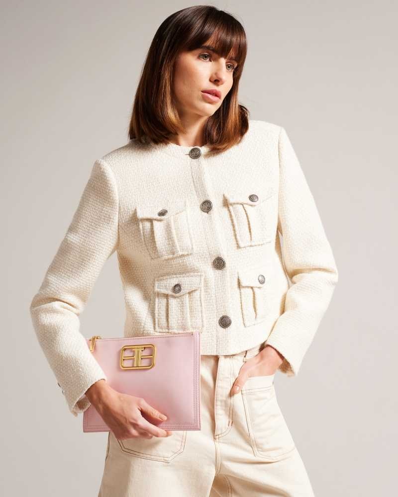 Pale Pink Ted Baker Tikila Statement Hardware Clutch | US0001263