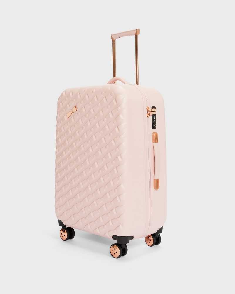 Pink Ted Baker Bellll Bow Detail Medium Trolley Suitcase | US0001496