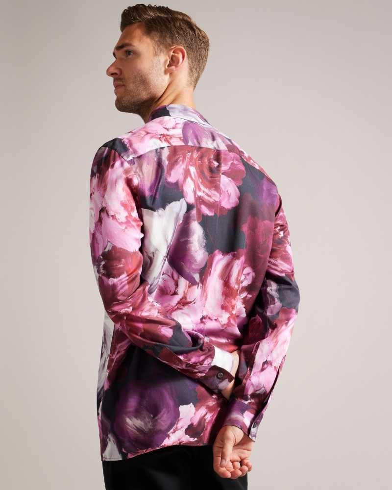 Pink Ted Baker Bitonto Long Sleeve Floral Shirt | US0000648