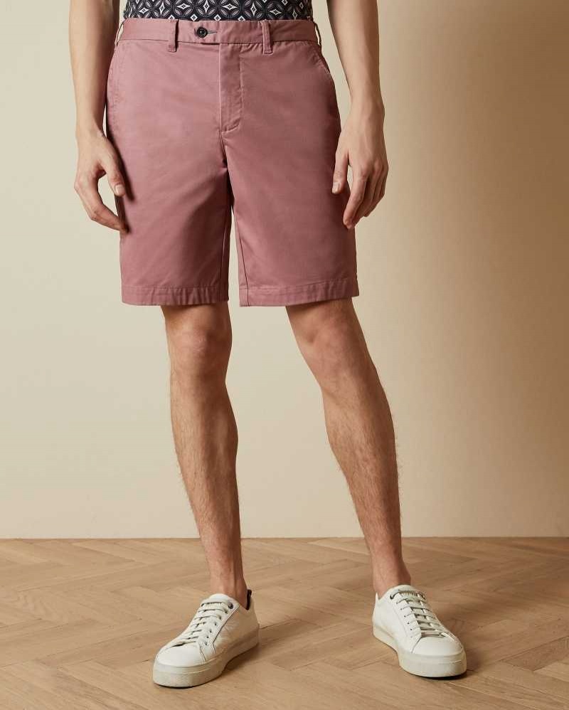 Pink Ted Baker Buenose Cotton Chino Shorts Chinos | US0001191