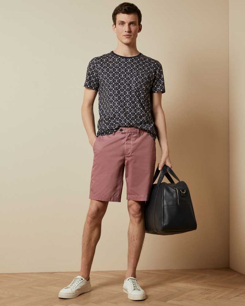 Pink Ted Baker Buenose Cotton Chino Shorts Chinos | US0001191