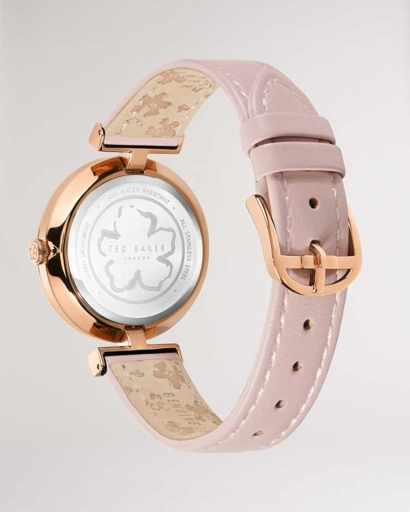 Pink Ted Baker Darbyy T Frame Leather Strap Watch | US0002065