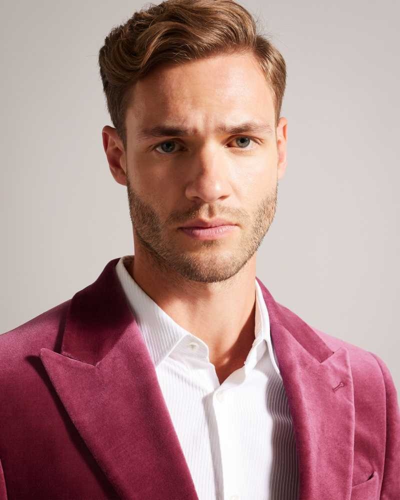 Pink Ted Baker Edwardj Peaked Lapel Velvet Blazer | US0000183