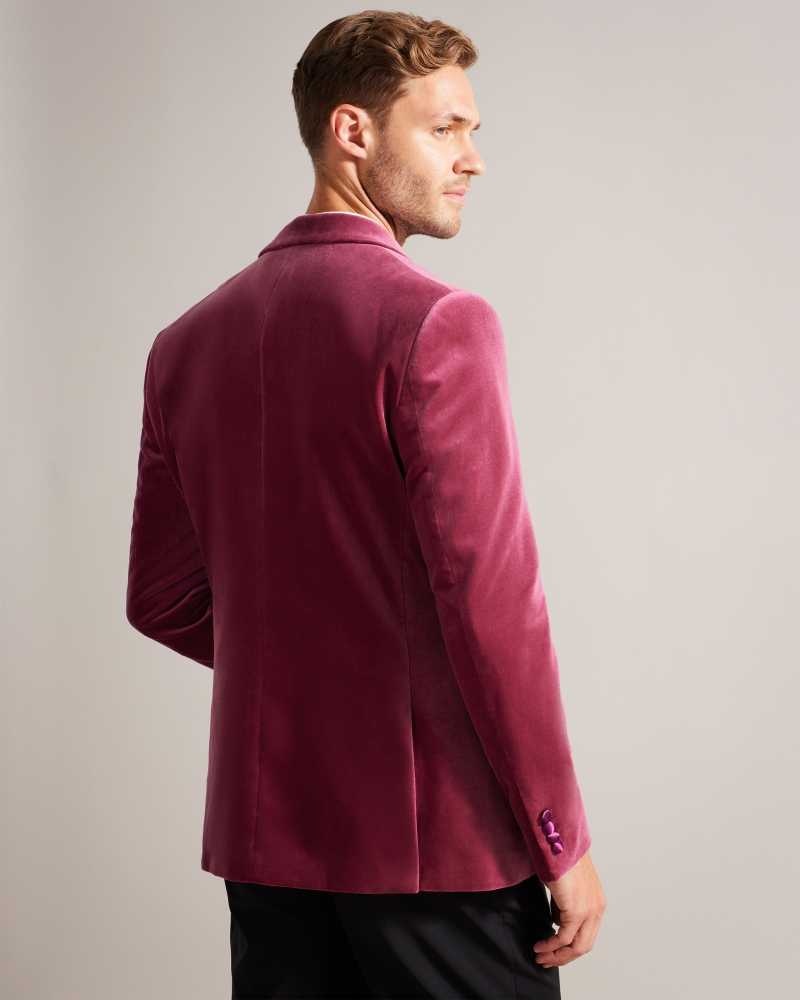 Pink Ted Baker Edwardj Peaked Lapel Velvet Blazer | US0000183