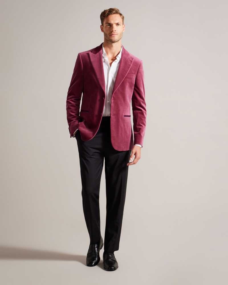 Pink Ted Baker Edwardj Peaked Lapel Velvet Blazer | US0000183