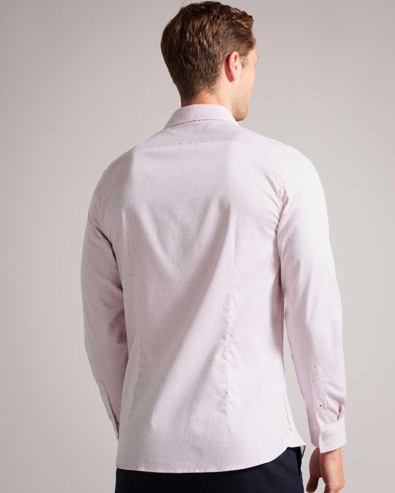 Pink Ted Baker Faenza Long Sleeve Geometric Shirt | US0000598