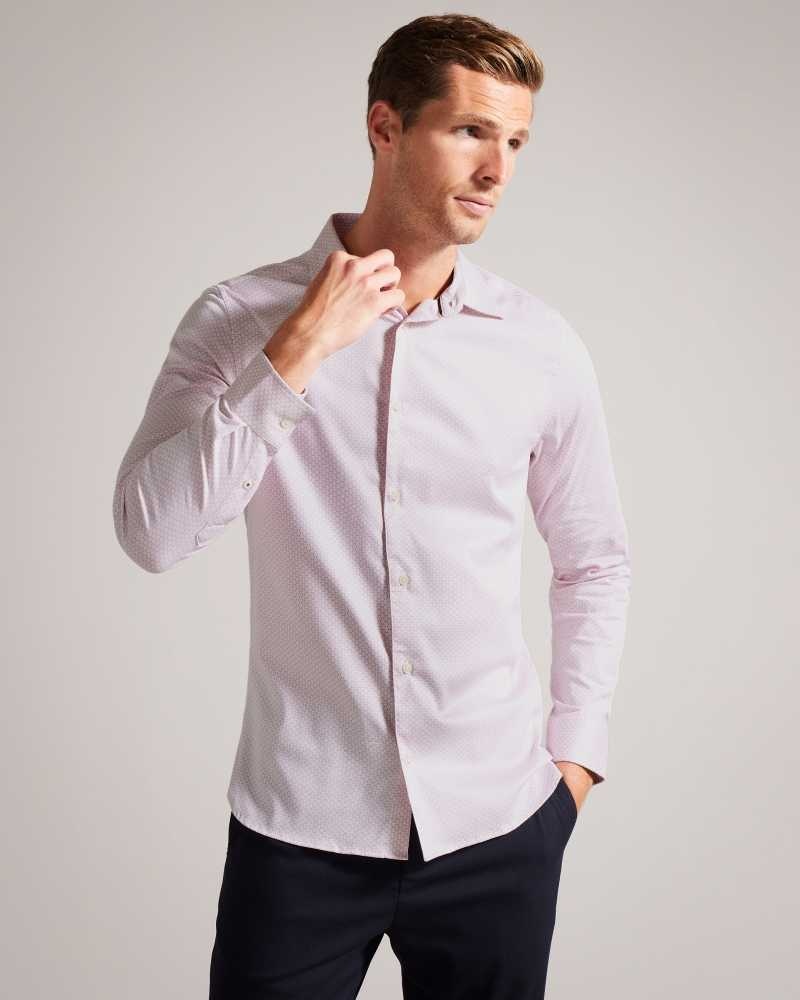 Pink Ted Baker Faenza Long Sleeve Geometric Shirt | US0000598