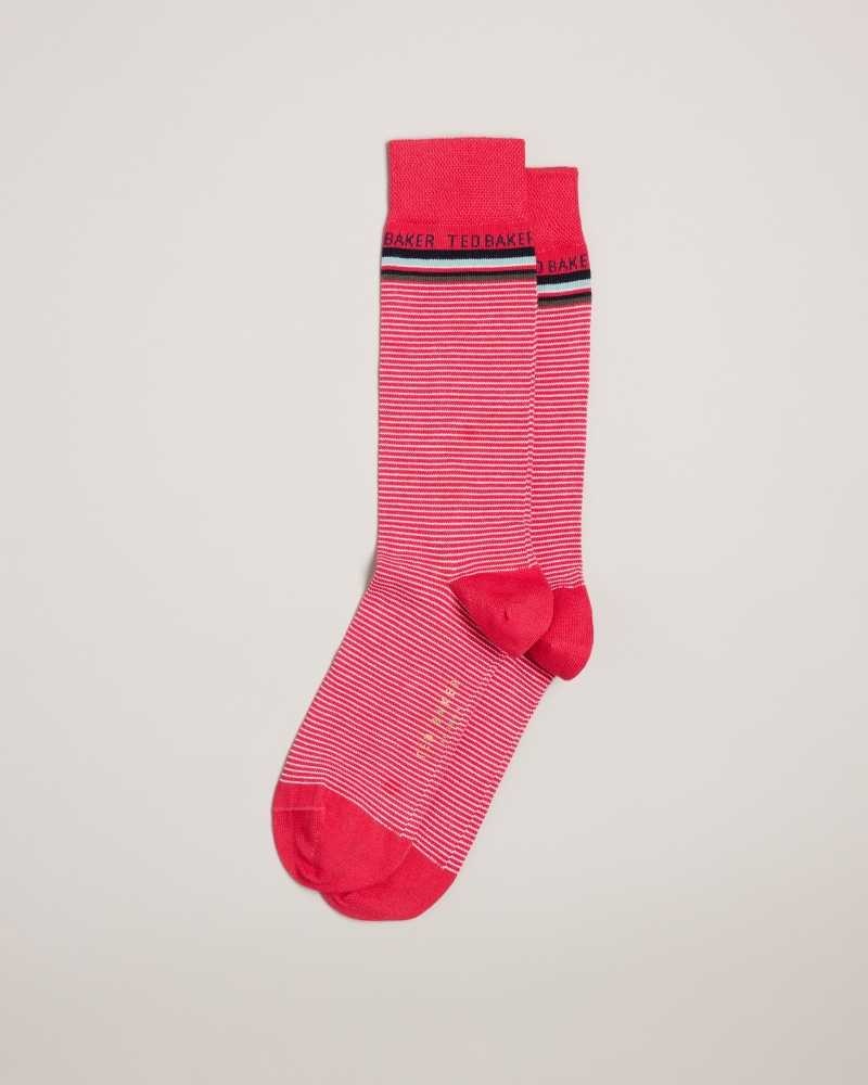 Pink Ted Baker Finestr Fine Striped Socks | US0001930