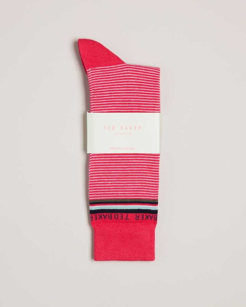 Pink Ted Baker Finestr Fine Striped Socks | US0001930