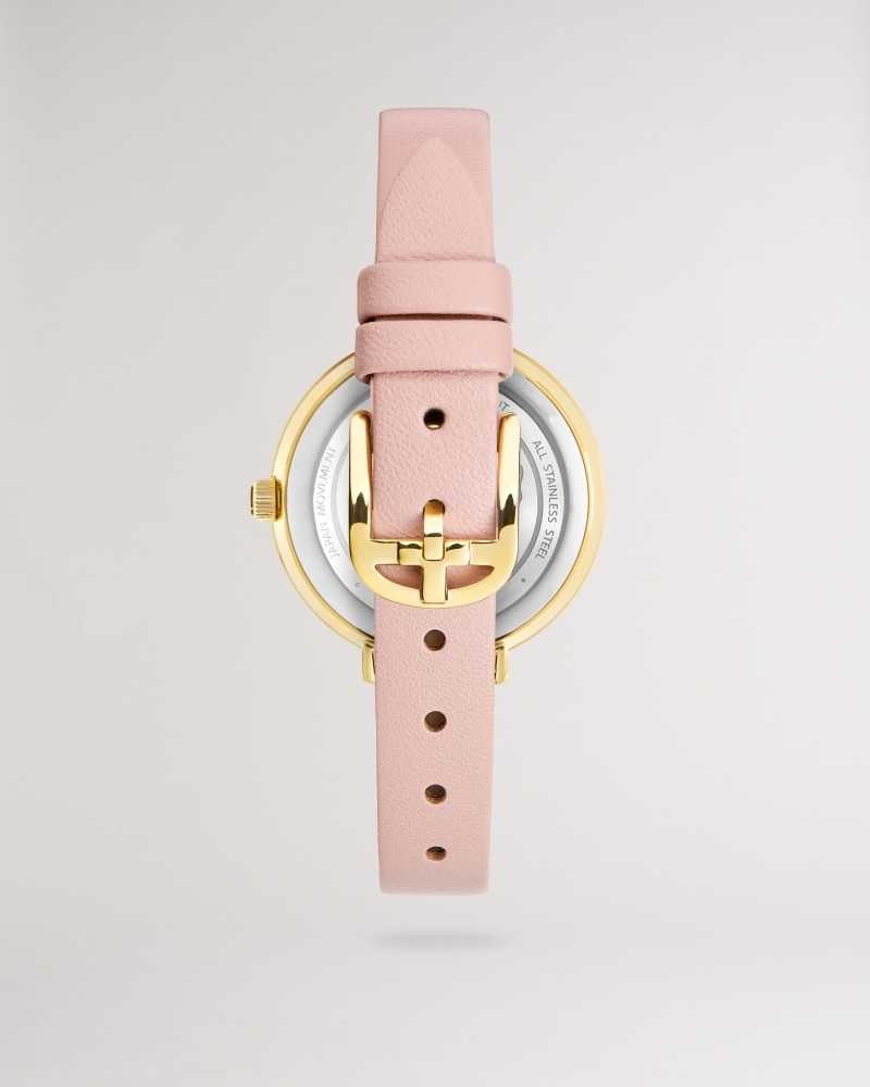 Pink Ted Baker Lesedi Daisy Print Dial Leather Strap Watch | US0002057