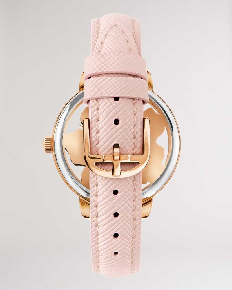 Pink Ted Baker Lilann Magnolia Dial Leather Strap Watch | US0002038