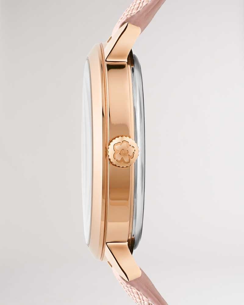 Pink Ted Baker Lilann Magnolia Dial Leather Strap Watch | US0002038