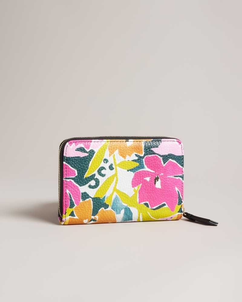 Pink Ted Baker Nasiri Printed Magnolia Medium Zip Purse Purses | US0001448