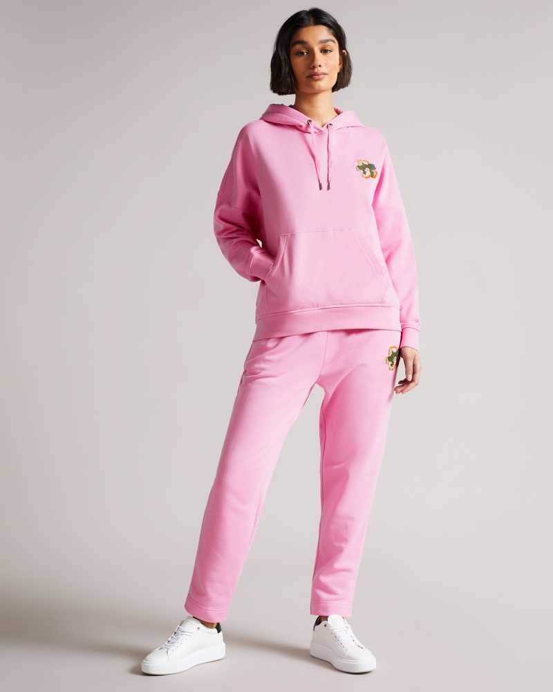 Pink Ted Baker Nicolez Jersey Jogger With Flower | US0001143